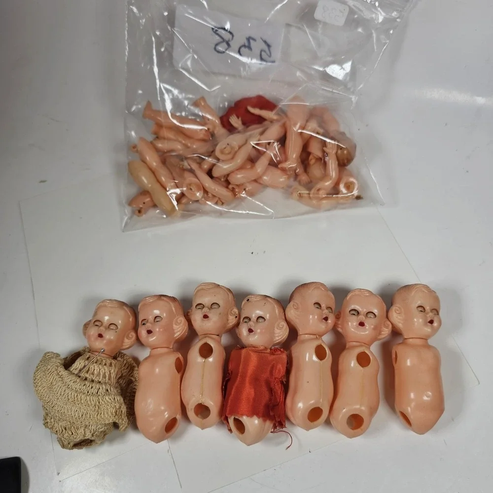 Vintage Hard Plastic Jointed‎ Dollhouse Doll Made in Hong Kong - Sleepy Eyes Lot
